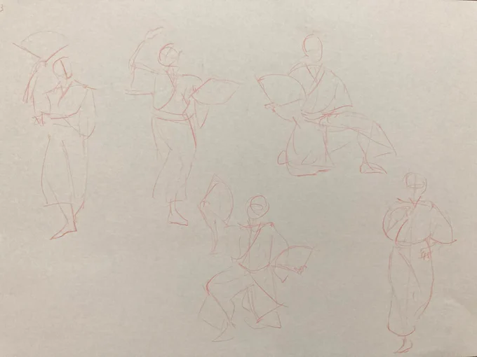 ジェスドロ13回目。着物&amp;和傘扇子と描くものがてんこ盛りだったので、丸棒を描くのはやめシルエットを追いながら印象を出してみた。案外うまくいくかもしれない。いろんなモデルさんが出てくるので楽しい。013#ジェスドロパーティ#GESDRAWParty 