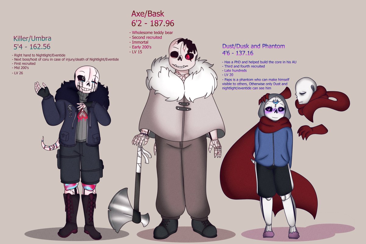 Wishsgoblinhole's tweet photo. Here they are, the squad!!, Nightlight/Eventide's boys. They take on the names Umbra, bask and dusk when he becomes eventide

#undertale #undertaleau #utmv #killersans #horrortale #horrotaleau #dusttale #dusttaleau #dustsans #Badsanses #solartide https://t.co/1CBKQDt2oS