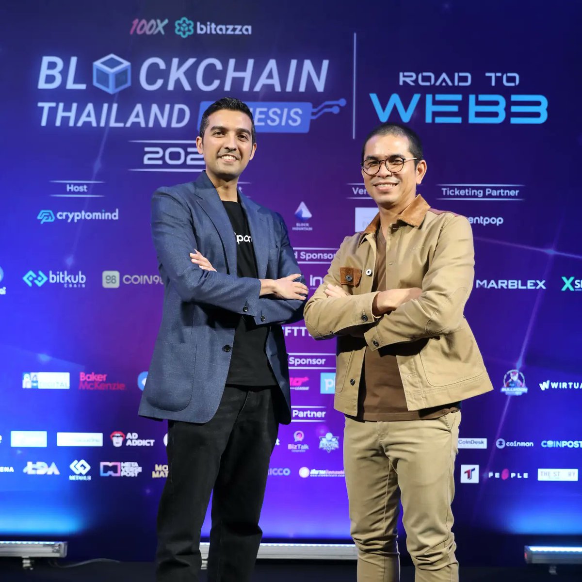 P23Sanjay's tweet photo. ภาพจากงานแถลงข่าว Blockchain Thailand Genesis 2022 Road to Web 3 กราบขอบพระคุณสปอนเซอร์พันธมิตรและสื่อมวลชนที่มารวมงานกันนะครับ แล้วพบกัน วันที่ 26-27 พฤศจิกายน 2565 ที่ Royal PARAGON HALL
👉ซื้อบัตรได้ที่ https://t.co/O9ILqNeejq
#CryptomindGroup #BCTH2022 https://t.co/B1YuyXEkns