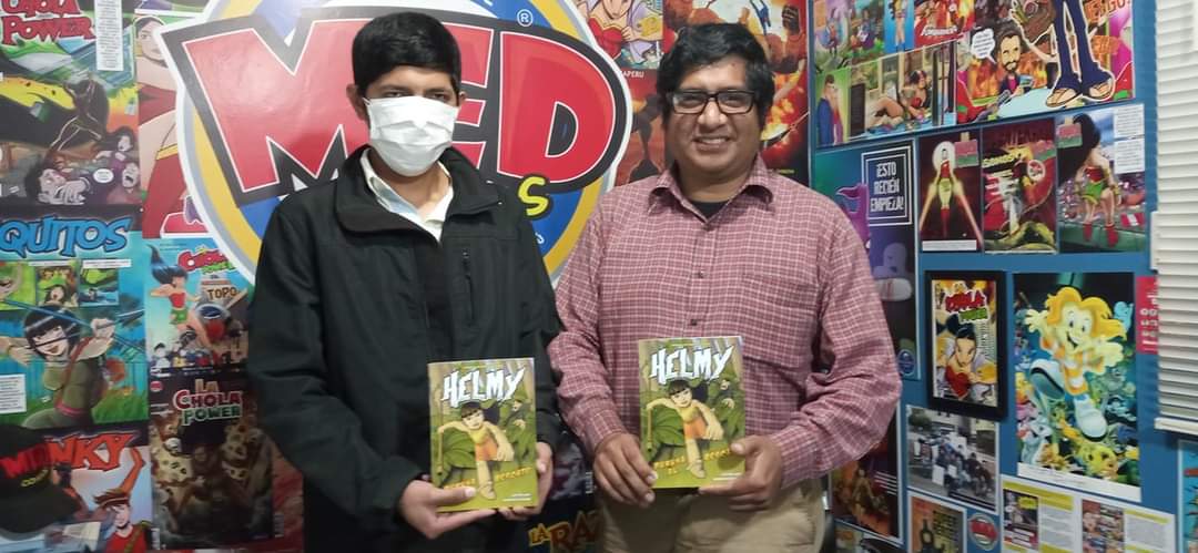 MEDcomicsPeru's tweet photo. Helmy Pukuna al rescate.
Los autores en su debut!
Basado en iquitos superheroína en el universo de MEDcomics Martin Espinoza Diaz 
Guión de @CollectorKester
Dibujos de Gerardo Catacora. https://t.co/UFaVFvkEOB