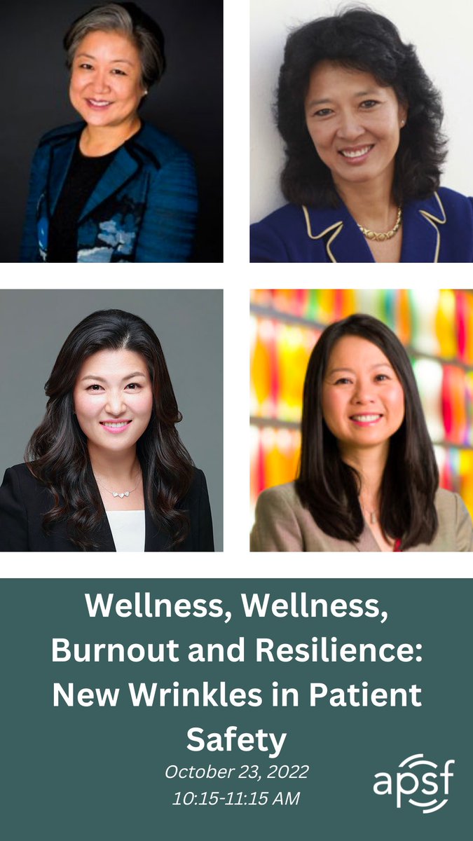 TODAY Wellness, Burnout and Resilience: New Wrinkles in #PatientSafety Sunday, October 23, 2022 10:15 a.m. – 11:15 a.m. Location TBD Moderator: @dellalinMD Panelists: @maypiansmith @JinaSinskeyMD Julie Wei, MD Follow us for more #ANES22 content! #APSFatANES22