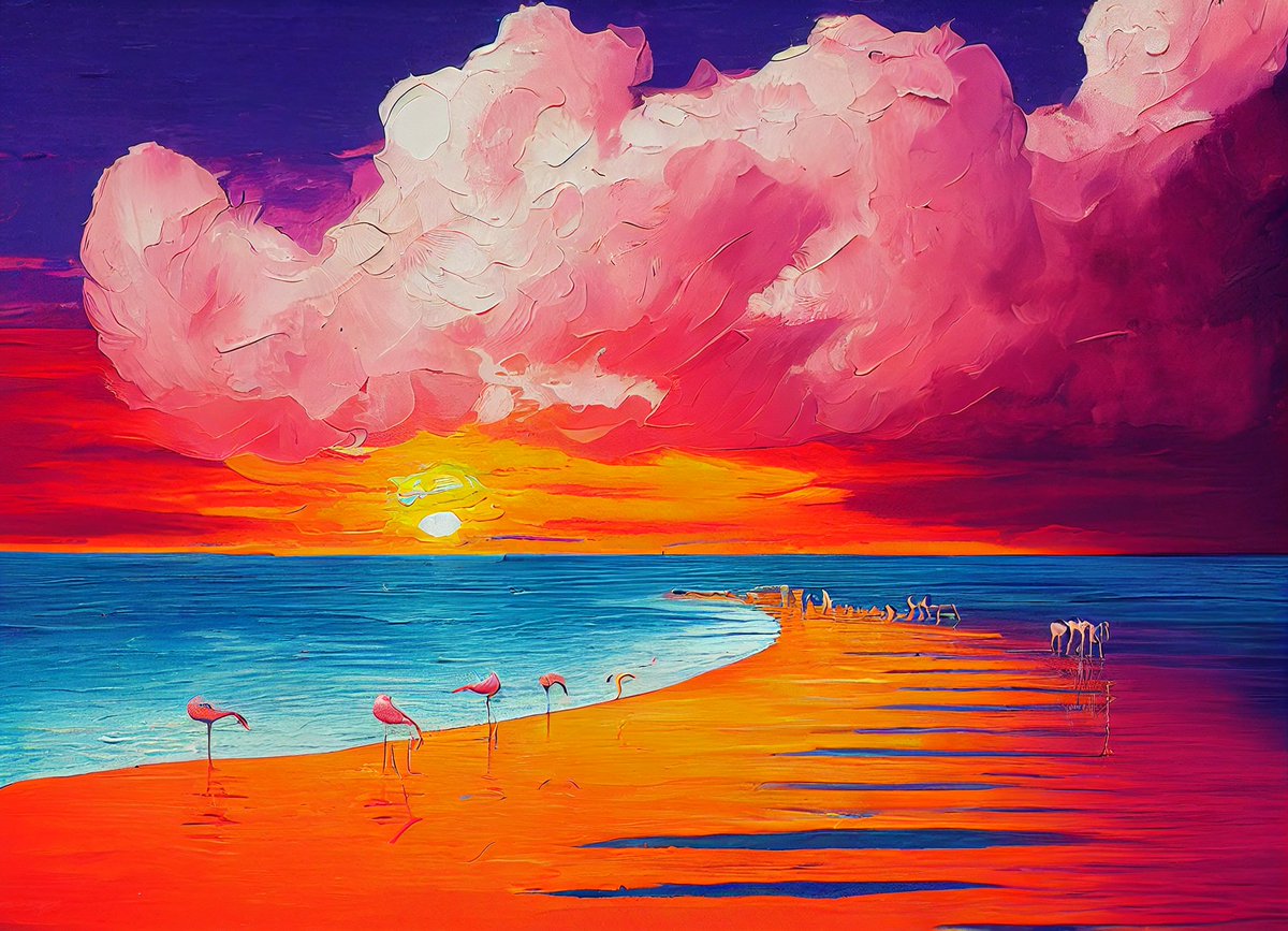 BeachBum21's tweet photo. Pink Flamingos were once native to Australia in the Lake Eyre region, until the climate changed and Australia became much drier..
#MidjourneyAI #midjourney #AiArtwork #AIart #moderndigitalart #art #modernart #aicommunity #midjourneyarts #midjourneyai #animationconcept #Australia https://t.co/iDy3OAXEhl