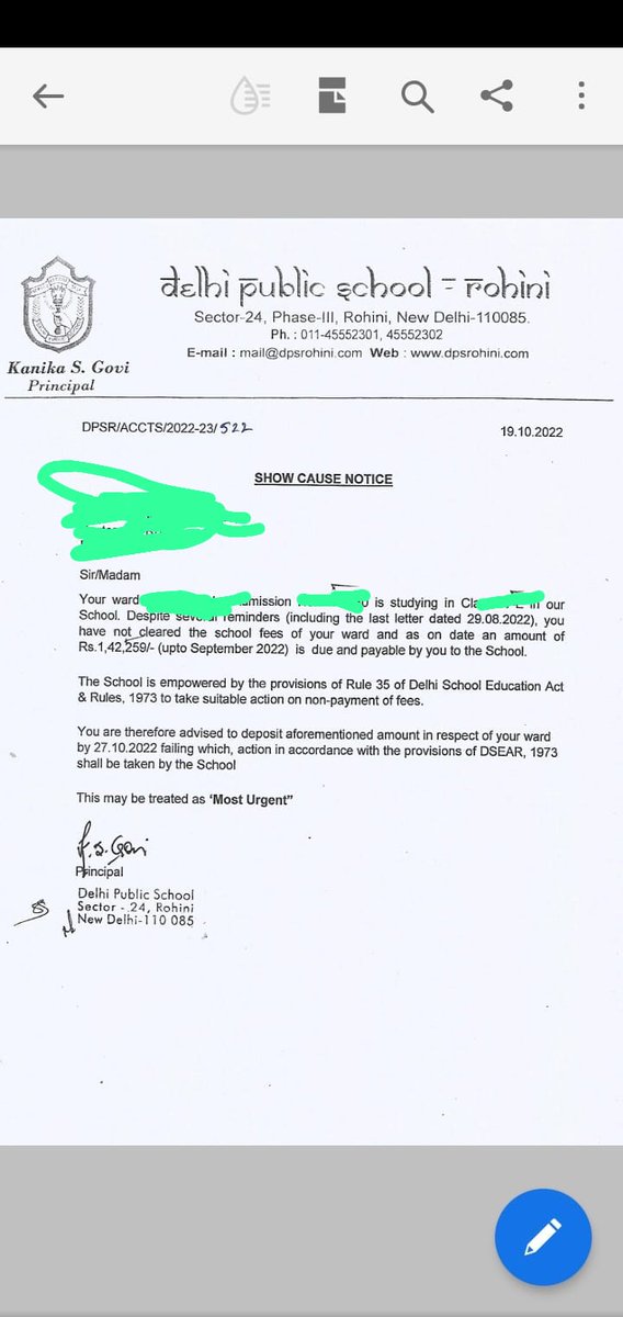 shyamd001's tweet photo. @ArvindKejriwal @msisodia DPS ROHINI also send Dhanteras and Diwali wishes to the parents for recovering the illegally hiked fee! Congratulations for your inaction and silence! #dpsrohini #rollbackhikedfee https://t.co/PW6w0TosMO