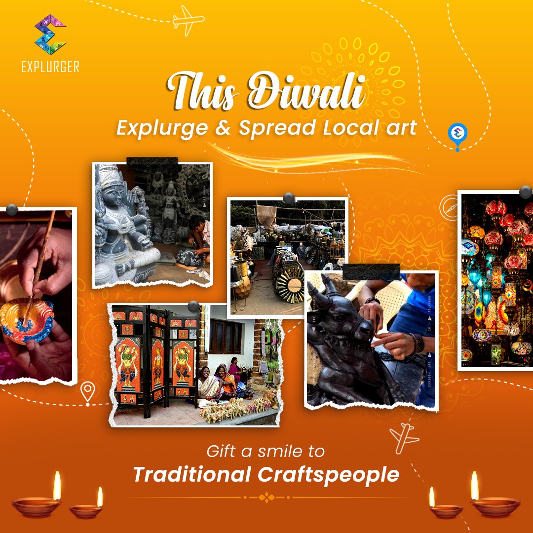 explurger's tweet photo. This Diwali, gift smilesβΊοΈ to your local artisans π¨.
Explurge the local art and crafts and light up their lives β¨
#Explurger #explurgins #WilllExplurge #DiwaliCelebrations #FestiveExplurgeins #festiveseason #family #hometown #socialmediatravelapp https://t.co/WvoQoZme5L
