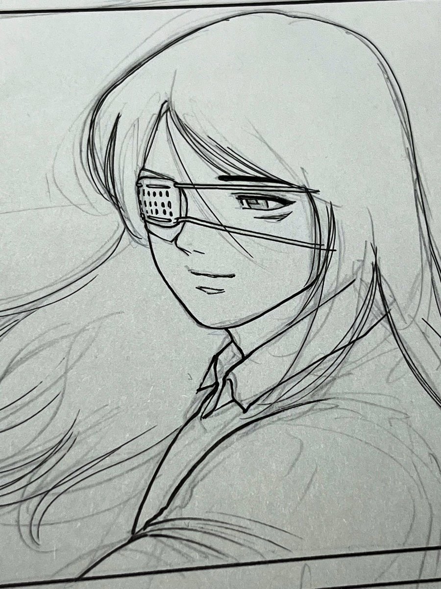 ネーム。原稿用紙に鉛筆で下描き。ペン入れの一部。完成形(電子版