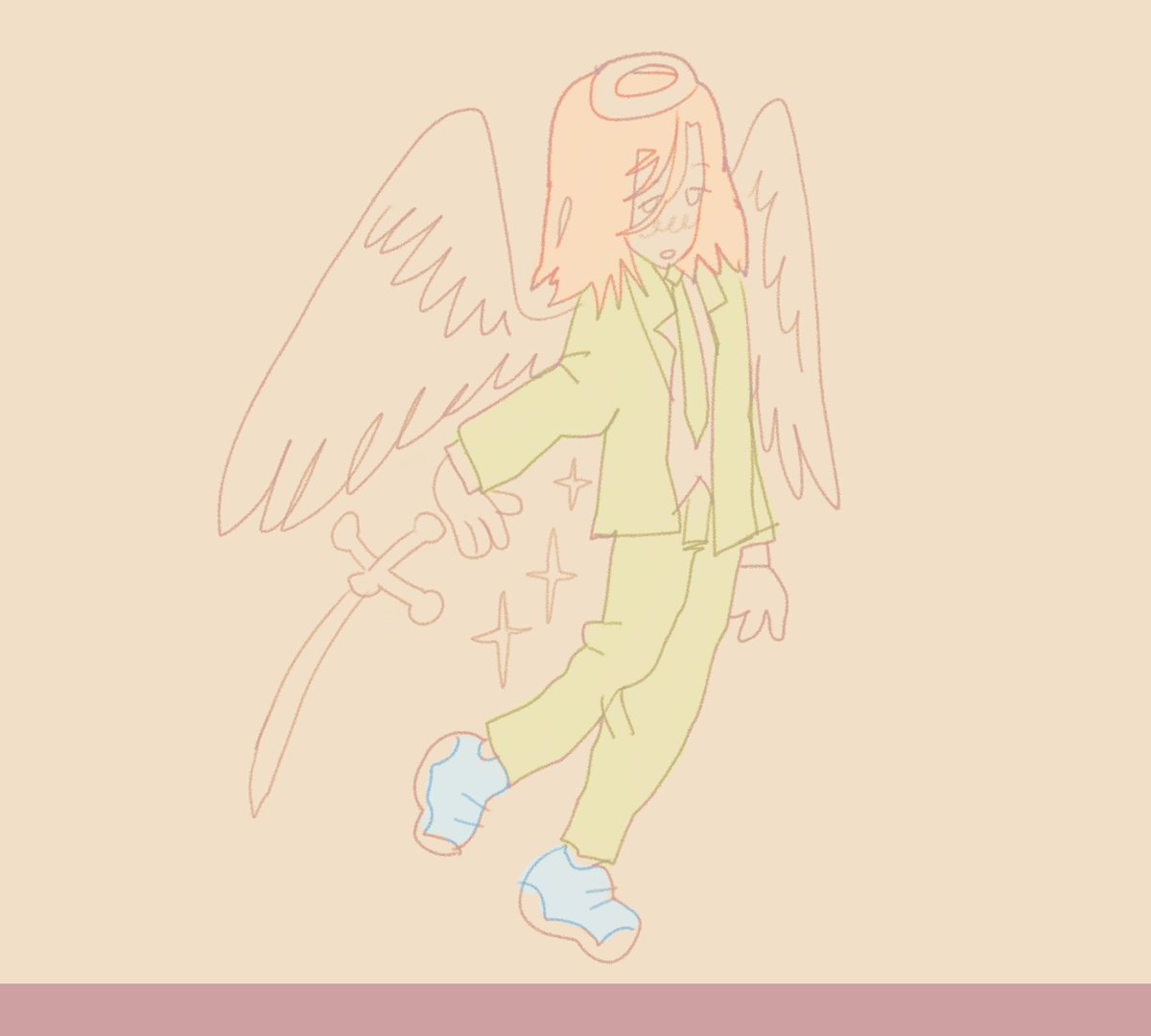 wings 1boy angel wings solo necktie suit halo  illustration images