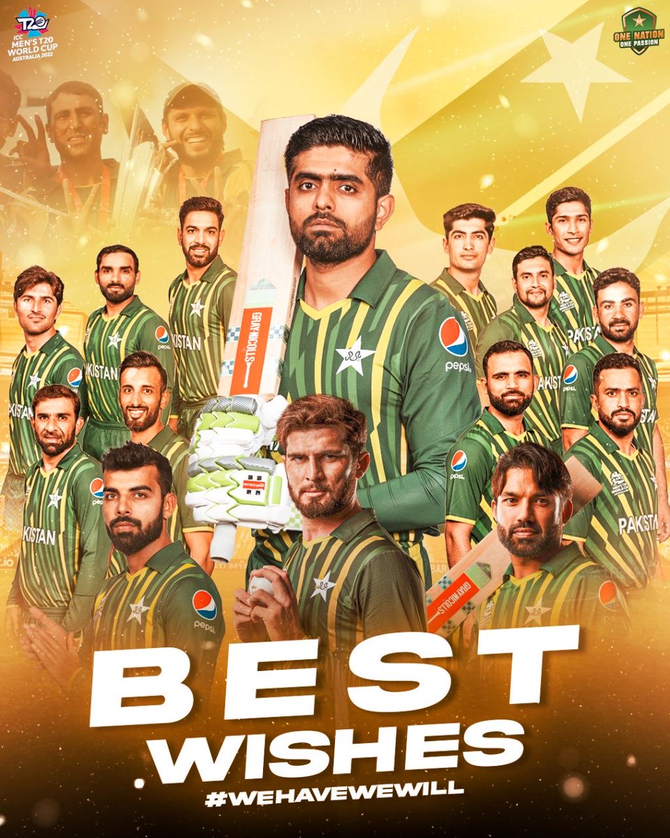 Hariskhan909's tweet photo. So finally it's time for the GREATEST RIVALRY EVER.
The whole nation is behind you! Go Well boys and Have Well "PAKISTAN ZINDABAD"
Best of luck team Green.
May you play well &amp; get threatening Win 🇵🇰 
In shaa Allah jeet Hamari hai.
More power to you 🇵🇰. #PakVsInd #T20WorldCup2022 https://t.co/oV67uj5gY1