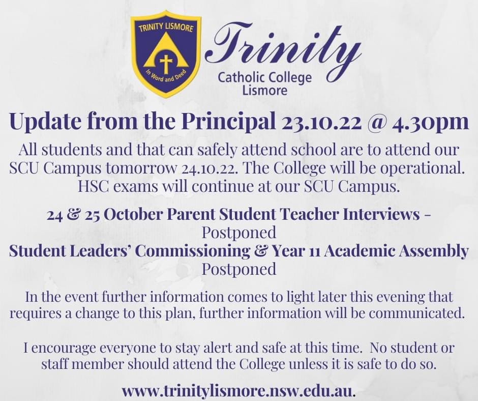 Our prayers are with the Northern Rivers community at this time. Please stay safe.