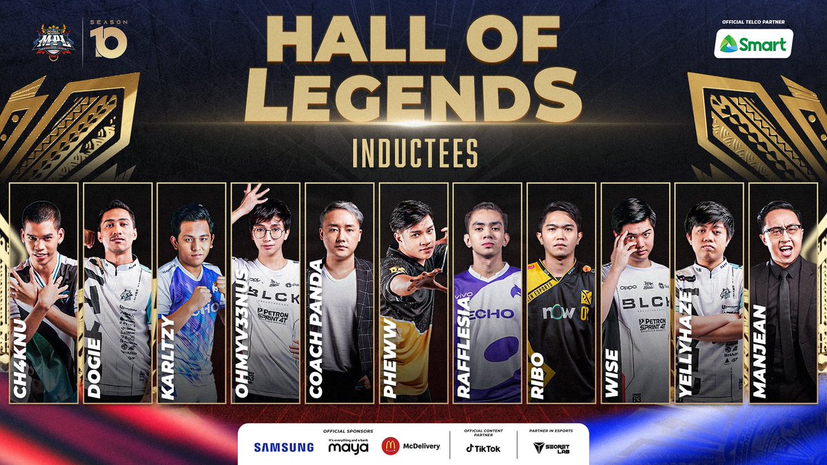 MGLojo's tweet photo. MPL Philippines has announced the first ten inductees to the MPL PH Hall of Legends. (Photo via MPL Philippines). #MPLPHS10 #LakasNa10to | @StarSportsHub @PhilstarNews https://t.co/J8kDIulUw7
