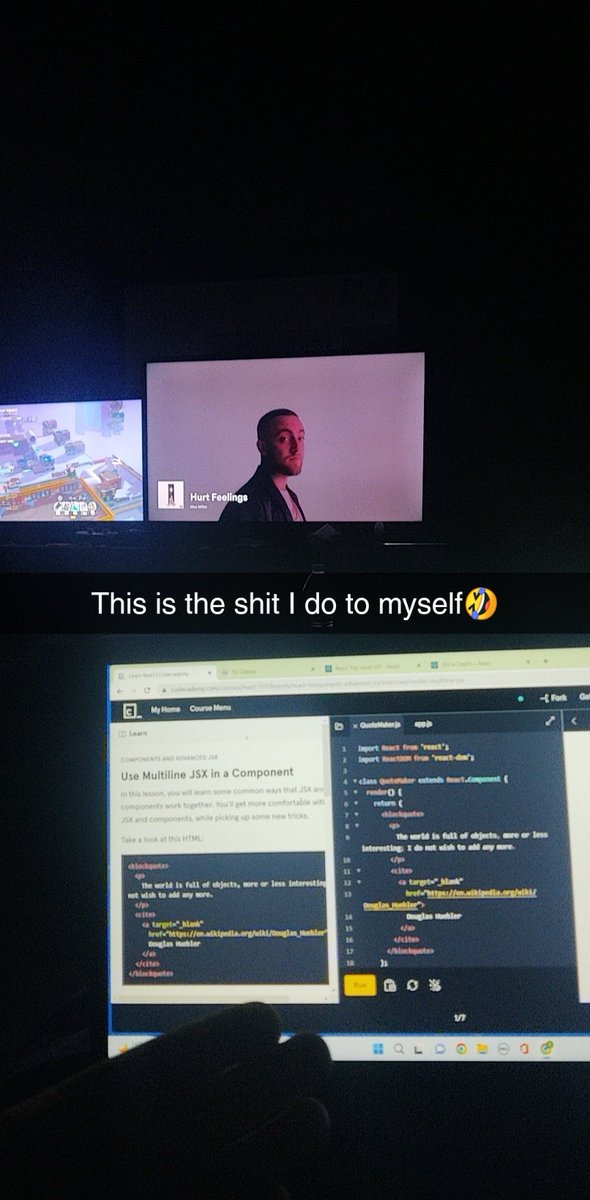 ThatLinuX_XGuy's tweet photo. These have been my nights lately 😂🙃
#RoadToSuccess #ImTiredOfThisGrandpa #ThatsTooDamnBad #twitch #scripting #ReactJSX #React #programming #WebDev https://t.co/8iLfPhLgBc