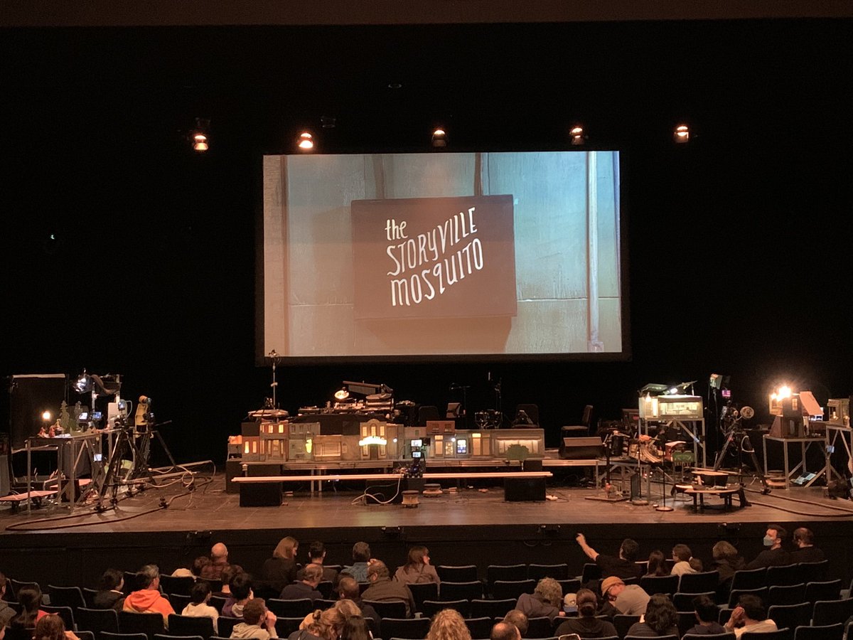 My family and I enjoyed Storyville Mosquito by <a href="/kidkoala/">kid koala</a> tonight. Great emotional tale with terrific puppetry and sets, breaking boundaries (dimensions?) through the use of live film, great music and, of course, turntablism. A talented cast and crew. One more show in TO tomorrow.