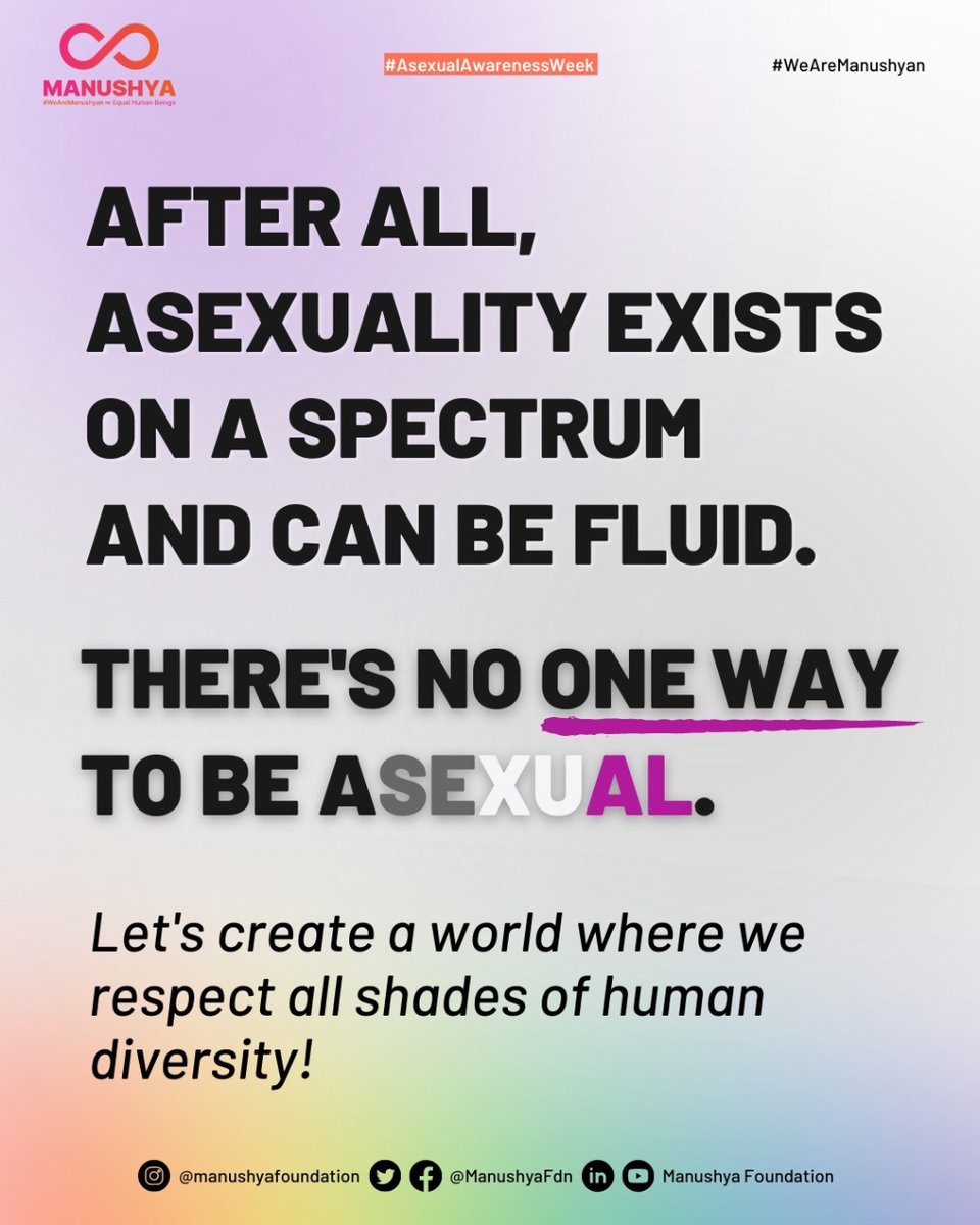 ManushyaFdn's tweet photo. ⚫️⚪️🟣 Welcome to #AceWeek, the time we raise awareness about all identities under the asexual umbrella.
⬇️ This year, we encourage YOU to join in fighting the misunderstanding about #Asexuality! Here’s are some of dangerous myths and misconceptions we should aim to dispel. https://t.co/2lKeKoFVdE