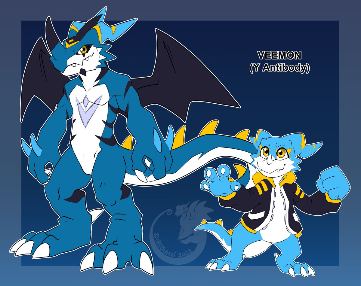 HiryuNatsuakai's tweet photo. Meanwhile, I've got new Veemon OC from @Yokomanyy (AGAIN) so...I've designed first evo for him >u>' https://t.co/AP3kXPQsPe