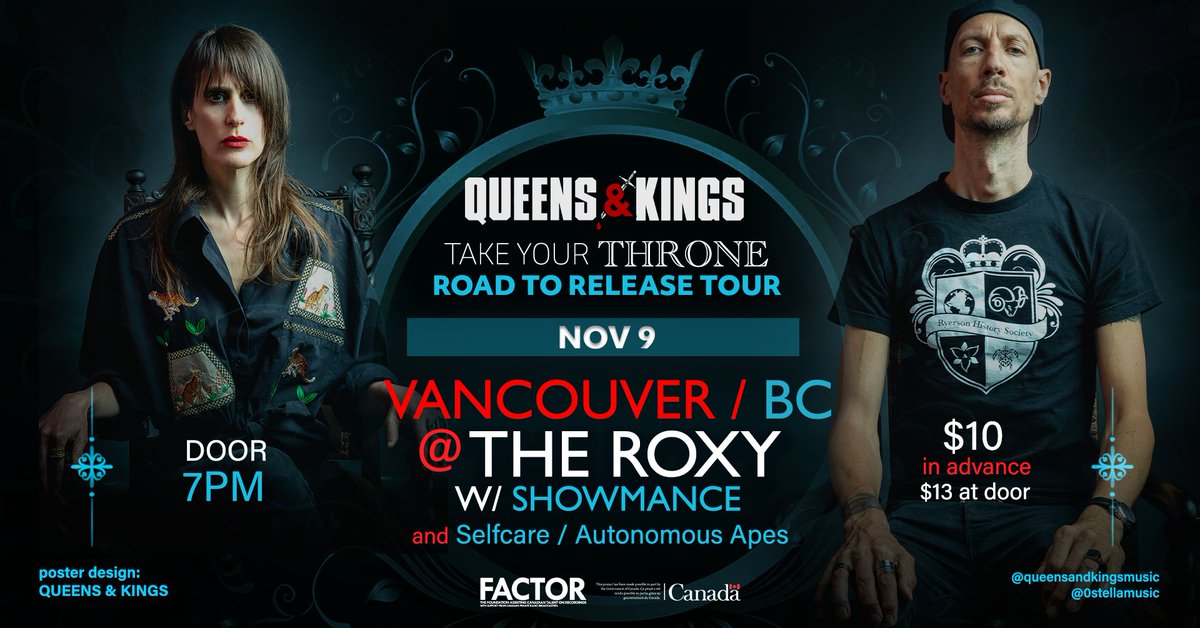 Queens & Kings (@queens3kings) on Twitter photo VANCOUVER! We are excited to be playing <a href="/RoxyVancouver/">Roxy Vancouver</a> on Nov. 9 with #Showmance, #selfcare and #AutonomousApes. Come join us!
facebook.com/events/4829253โฆ VANCOUVER! We are excited to be playing <a href="/RoxyVancouver/">Roxy Vancouver</a> on Nov. 9 with #Showmance, #selfcare and #AutonomousApes. Come join us!
facebook.com/events/4829253โฆ