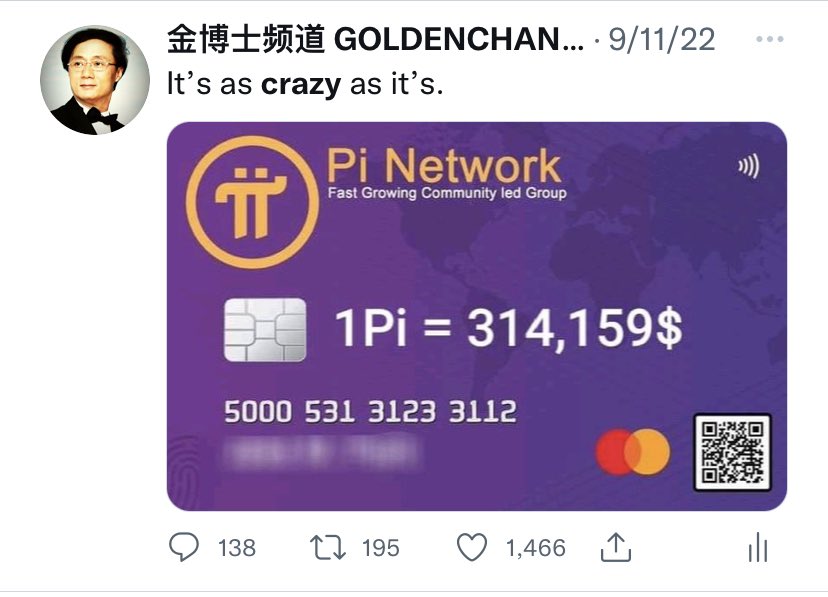 christopherjing's tweet photo. I have never intended to stop you millions pioneers from dreaming $314159 per Pi.

I just tell you why it’s a big lie given the total money on the earth can’t even afford to holding a fraction of 100B Pi. 

What the heck is full of such ignorance, dishonesty and greediness. https://t.co/ouBYcqFm6f