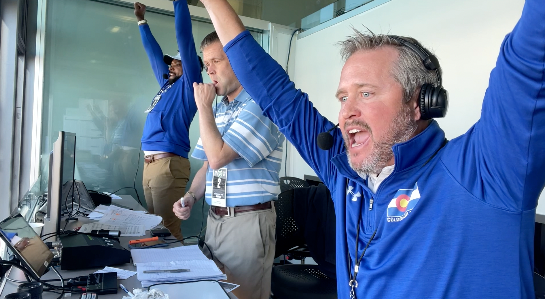 Scene from the booth when Ayden Hector secured the win for <a href="/CSUFootball/">Colorado State Football</a>. #CSURams