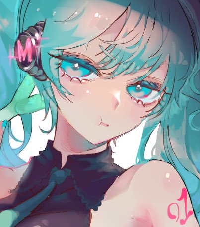 初音ミク 「ネギを持ってる不満気なチャンミクを描きました! 」|pasu子のイラスト