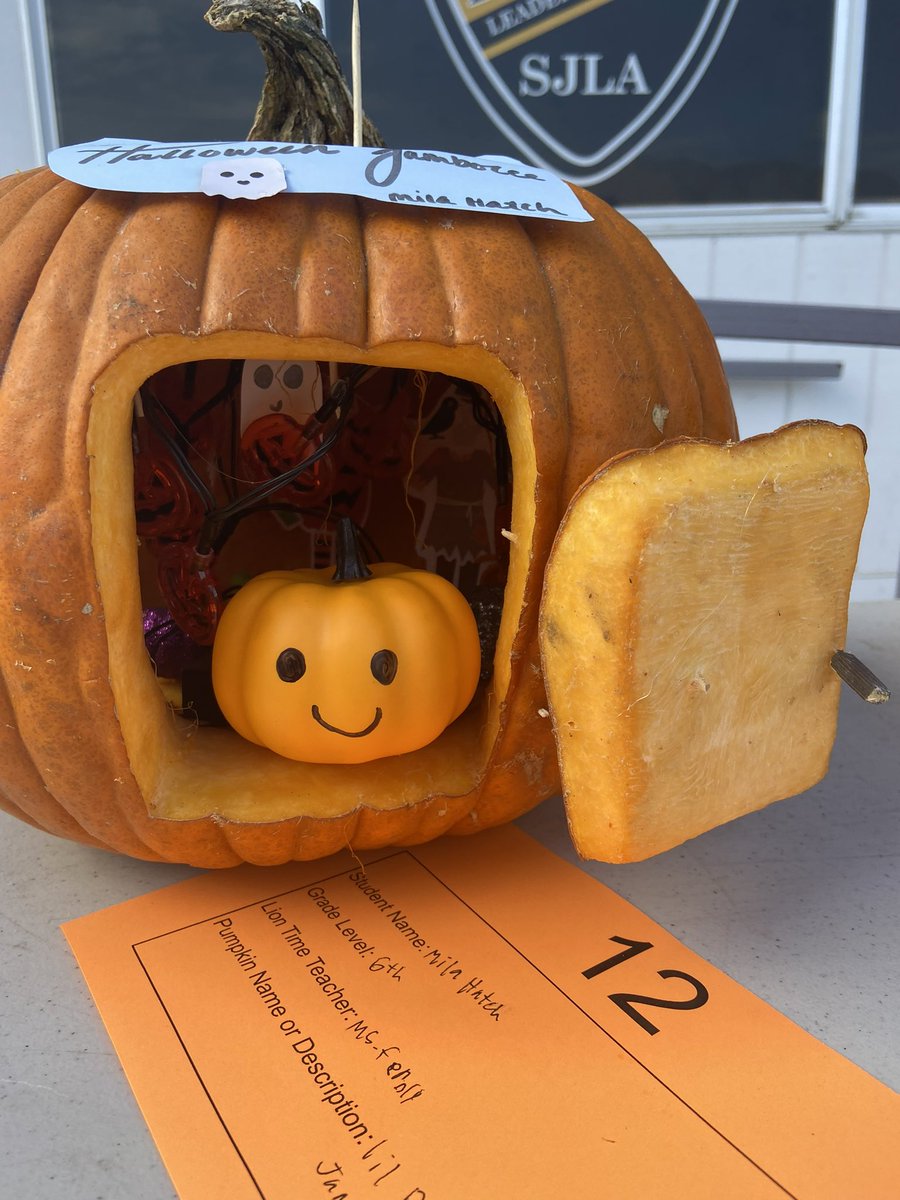 Some of the entries to the pumpkin carving contest