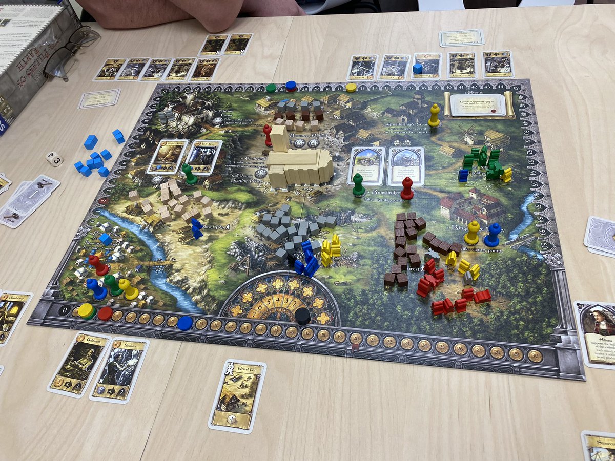 ProfSham's tweet photo. #ChitsAndBits 24-Hour @ExtraLife4Kids Board Game Marathon 2022, Game 7; The Pillars of the Earth from @KosmosStudios. To learn about or donate to our efforts, visit https://t.co/VTul3OGw3G https://t.co/kWo2J8LFEZ