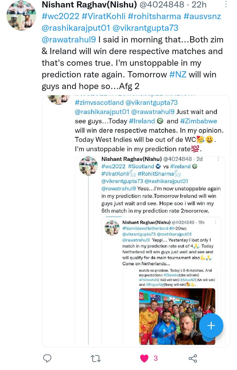4024848's tweet photo. #INDvPAK #slvsireland #RohitSharma #Viratkohli @vikrantgupta73 @rawatrahul9 @rashikarajput01 shit...After lost to England...I lost my prediction rate after winning continue 7 matches. In Ireland vs srilanka... I'm taking risk...Today Ireland will win and in Pak vs India...India😀 https://t.co/3Jm12bFT72