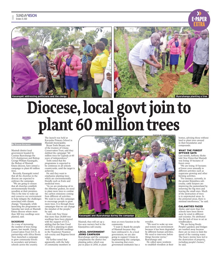 What a wonderful God we serve. 60 million fruit rrees for UG@60 slowly taking root and firmly being embraced.