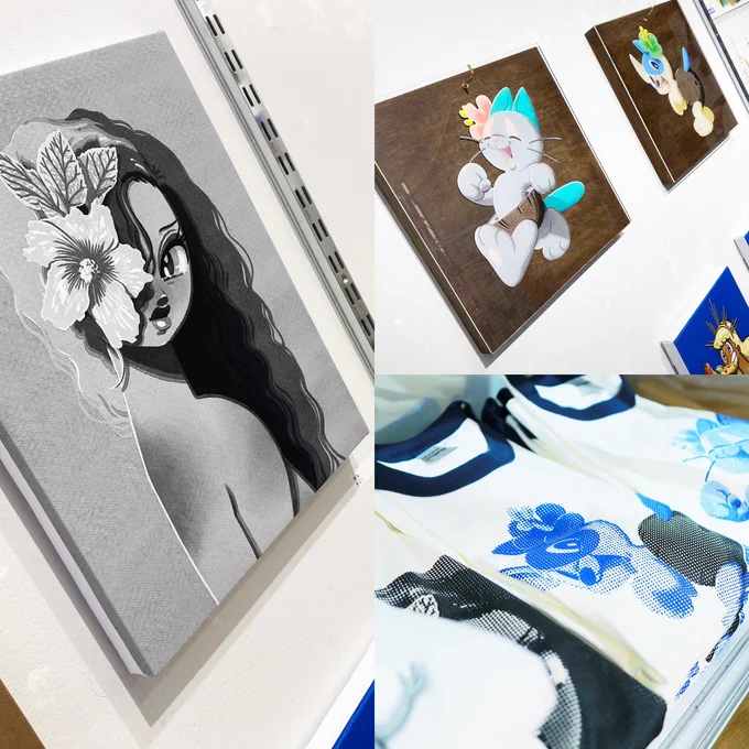 【お知らせ】本日個展「AIRPORT GATE33」⁡4日目です。昨日のサイン会はありがとうございました!会場内丸型キャンバスは背景の選べるセミオーダー式です。お部屋に合わせて是非!日時2022.10.20(木)〜11.1(火)*水曜休場所・詳細ACG_ 