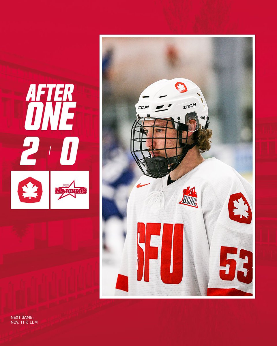 SFUHockey's tweet photo. Heading into the 2nd in the lead!

#RiseInRed https://t.co/N0kOjmm4EG