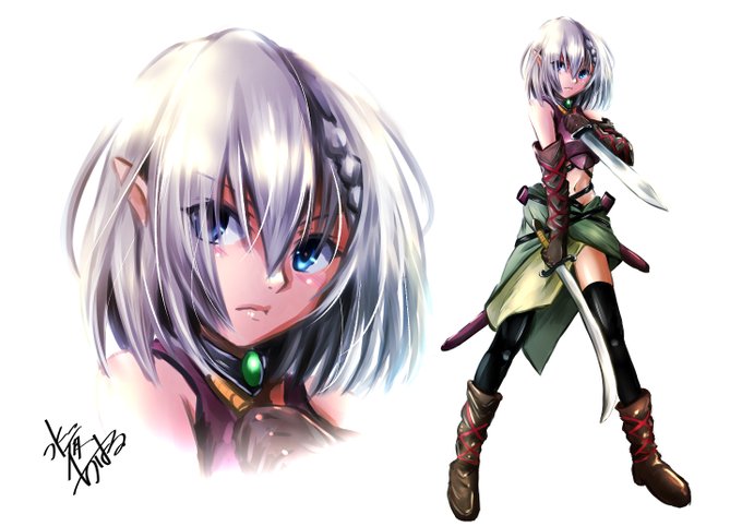 TRPG用の立ち絵にオリジナルのハーフエルフっ娘をお描いた。立ち絵っていざ描こうと思うと難しいよね… 