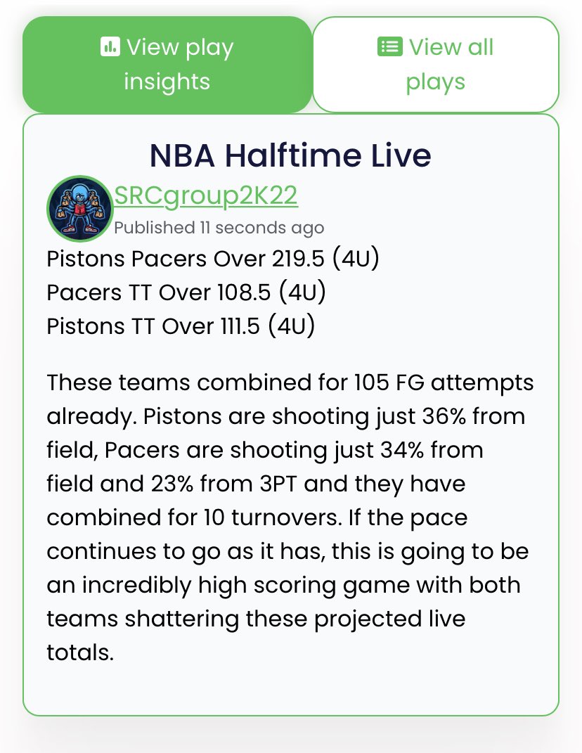 SRCGROUP2K's tweet photo. Fri-Sat NBA Live Plays 8-1 (89%)
Last 14 NFL Free Plays: 12-1-1 (92%)

For all write-up plays
https://t.co/h7hc64kN5n

For Monday 🏈 Free Play
- Like &amp; RT
- Comment #Betsmarter 
- DM

#Gamblingtwitter https://t.co/2pcdjVJUoc