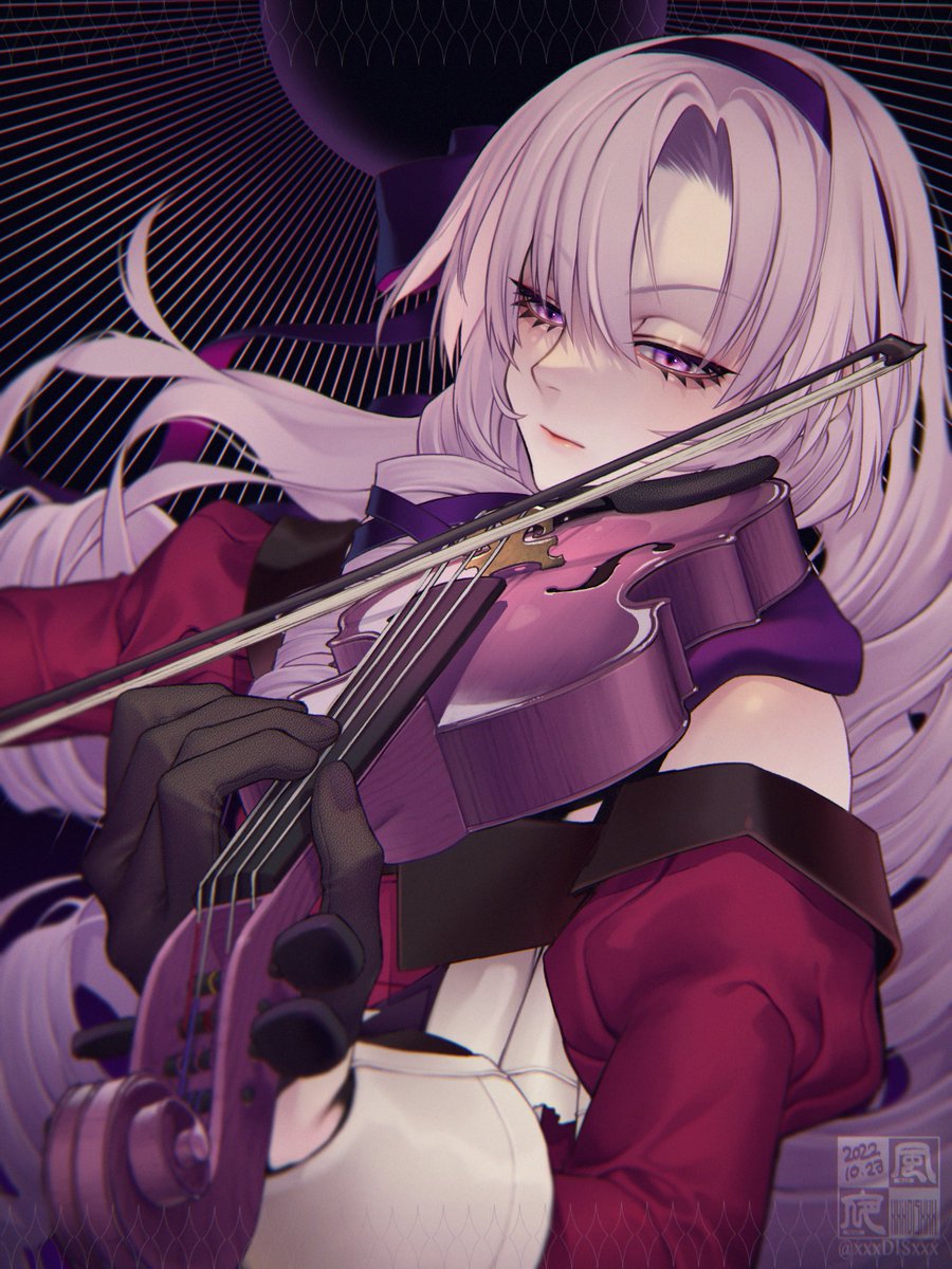 hyakumantenbara salome 1girl violin instrument solo gloves long hair dress  illustration images