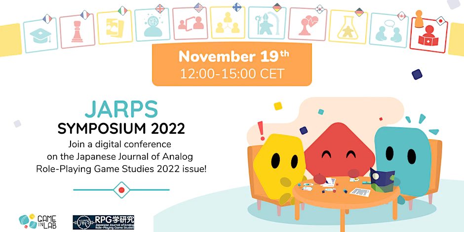 AnalogGameJrnl's tweet photo. The Japanese Analog Role-Playing Symposium 2022 will be held Saturday November 19th, 12:00-15:00 CET. Free and online!

https://t.co/UQmJ2ERmOM https://t.co/4CN8DtMySt