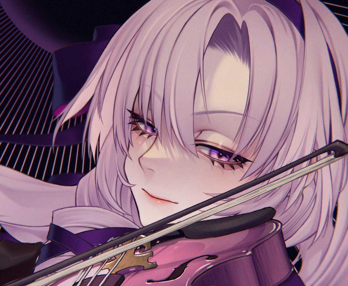 hyakumantenbara salome 1girl violin solo instrument purple eyes long hair smile  illustration images