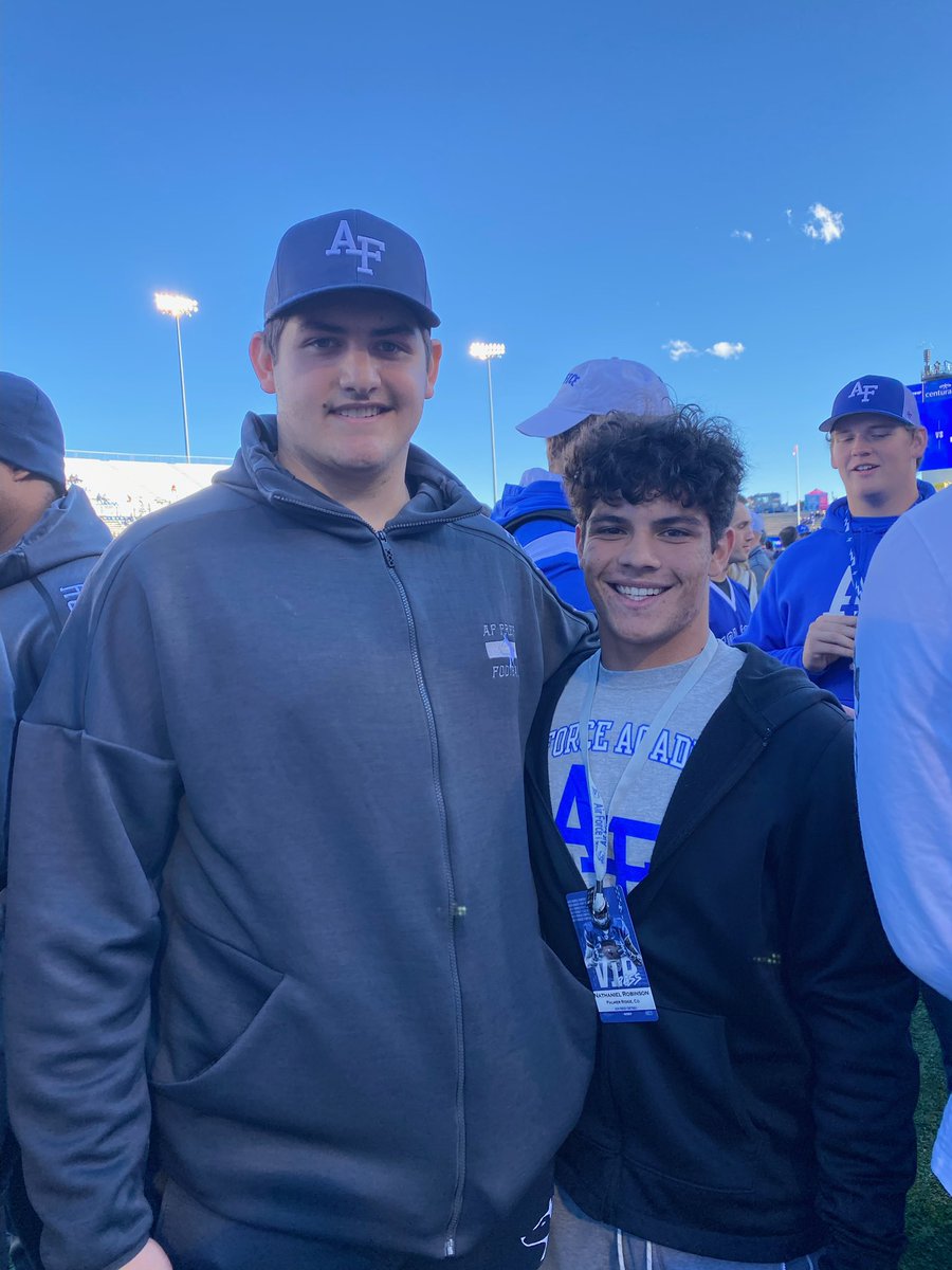 Thank you for an amazing and memorable time! <a href="/AF_FBRecruiting/">Air Force Football Recruiting</a> <a href="/AF_Football/">Air Force Football</a> Can’t wait to come back! Also it was great to see my former hopefully future linemen <a href="/FalkAlec/">Alec Falk</a> <a href="/SixZeroAcademy/">Coach Matt McChesney</a> <a href="/CoachTCalhoun/">Troy Calhoun</a> <a href="/CoachTimHorton/">Tim Horton</a> @CoachKPearsonAF <a href="/CoachAC3/">Ari Confesor</a>  #LETSFLY #BoltBrotherhood