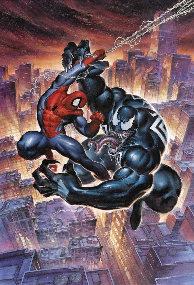 RT @CoolComicArt: Spider-Man vs Venom by Joe Chiodo https://t.co/dcXaMrft58