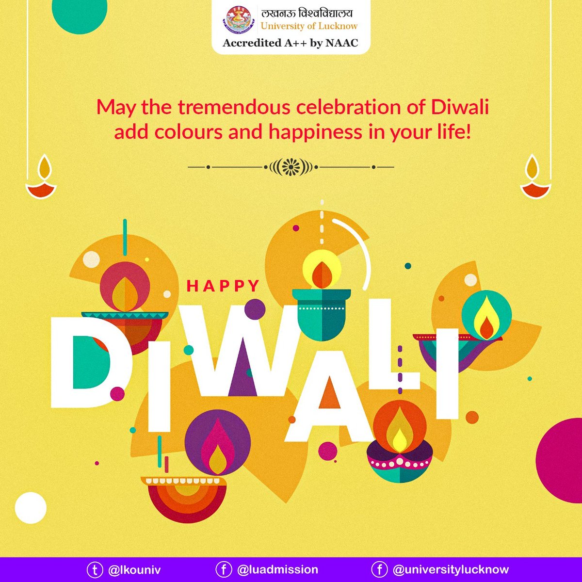 lkouniv's tweet photo. Surround yourself with the enthusiasm, cheerfulness, and merriment of the heavenly festivity of Diwali. We wish that the positivity of Diwali fill each heart with contentment, bliss and joy.
Happy Diwali from the @lkouniv https://t.co/kKk3WdNDyW
