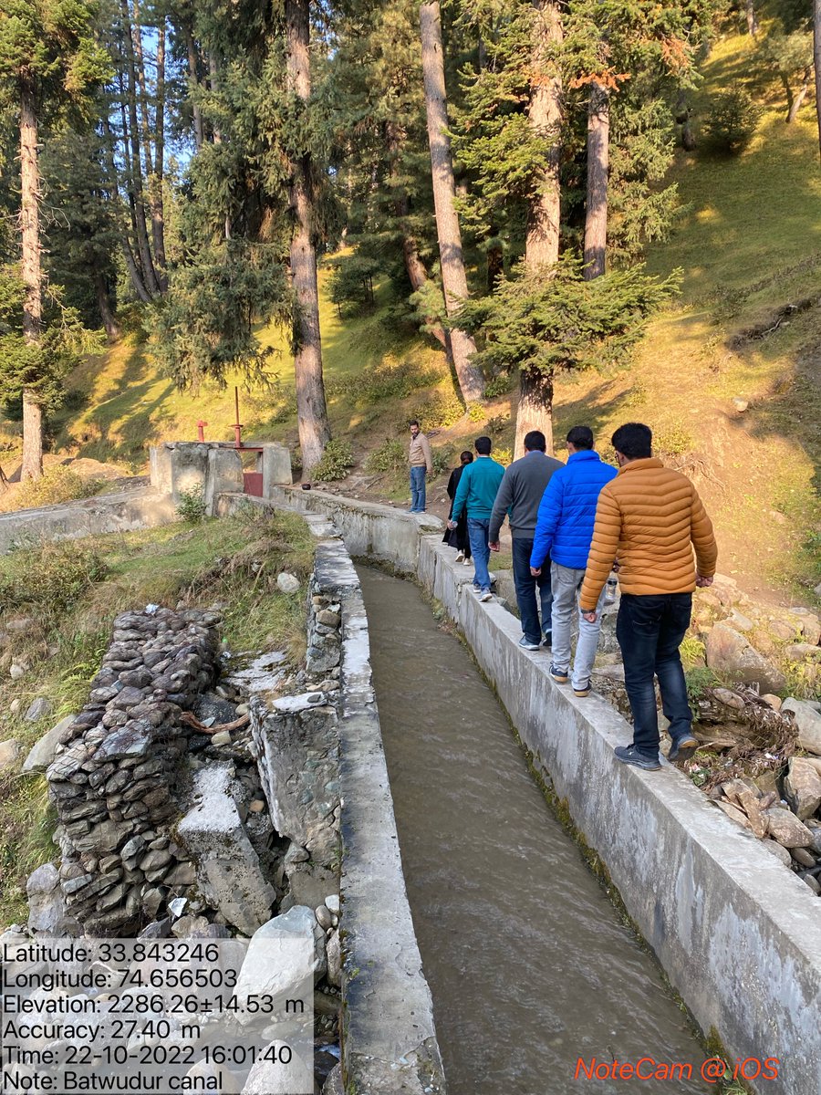 ExEnIrrigation's tweet photo. Batwoder Canal at Yousmarg/Brenwar being charged.Inspection to check for leakages and sufficient discharge flow. https://t.co/00Kf8ls80H