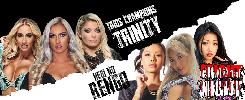 ZionWrestleRP's tweet photo. Faulty officiating on last night's #Fusion led to Trinity sneaking away with a record fourth defense of the Trios Championships! Hebi No Rengo refuse to let that stand, however! @katlop3z has made the rematch official from home, as these two teams will collide in another classic! https://t.co/dqktVjuynq