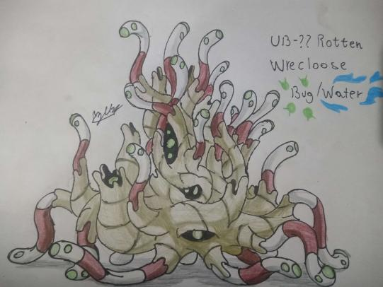 DeepZekrom's tweet photo. #BeastMonth Day 22, Infection! UB-?? Rotten aka Wrecloose the Hive Mind Pokemon, a Bug Water type based on Shipworms, Mother Ships and Hell's Tree #fakemon #fakemonartist #artchallenge #ultrabeast https://t.co/mqUsM4gvkz