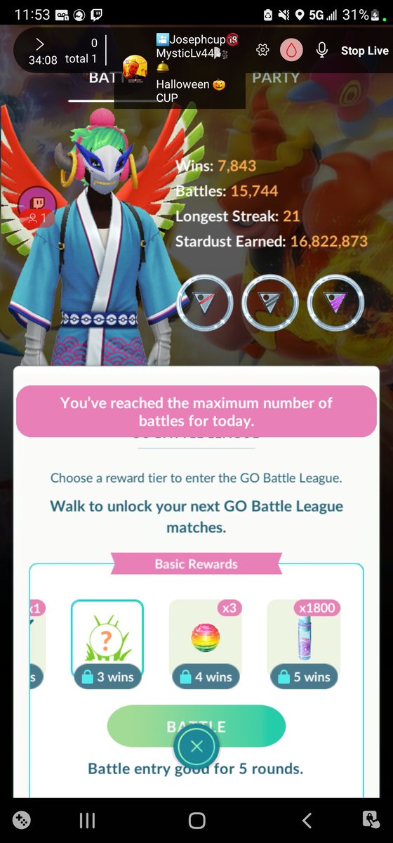 josephcup18's tweet photo. Love hitting that marker now it's time to battle fans #All #☆ 🤟 #HalloweenCUP #PokemonGOfriends #PokemonGO #LiveOnTwitch #Livestreaming #桃鈴ねね2周年 #LiveonTwitter #HouseOfTheDragon #HouseTargaryen #HaloWC #HalloweenEnds #Livetwitchcasting https://t.co/W4s7lcyQGg