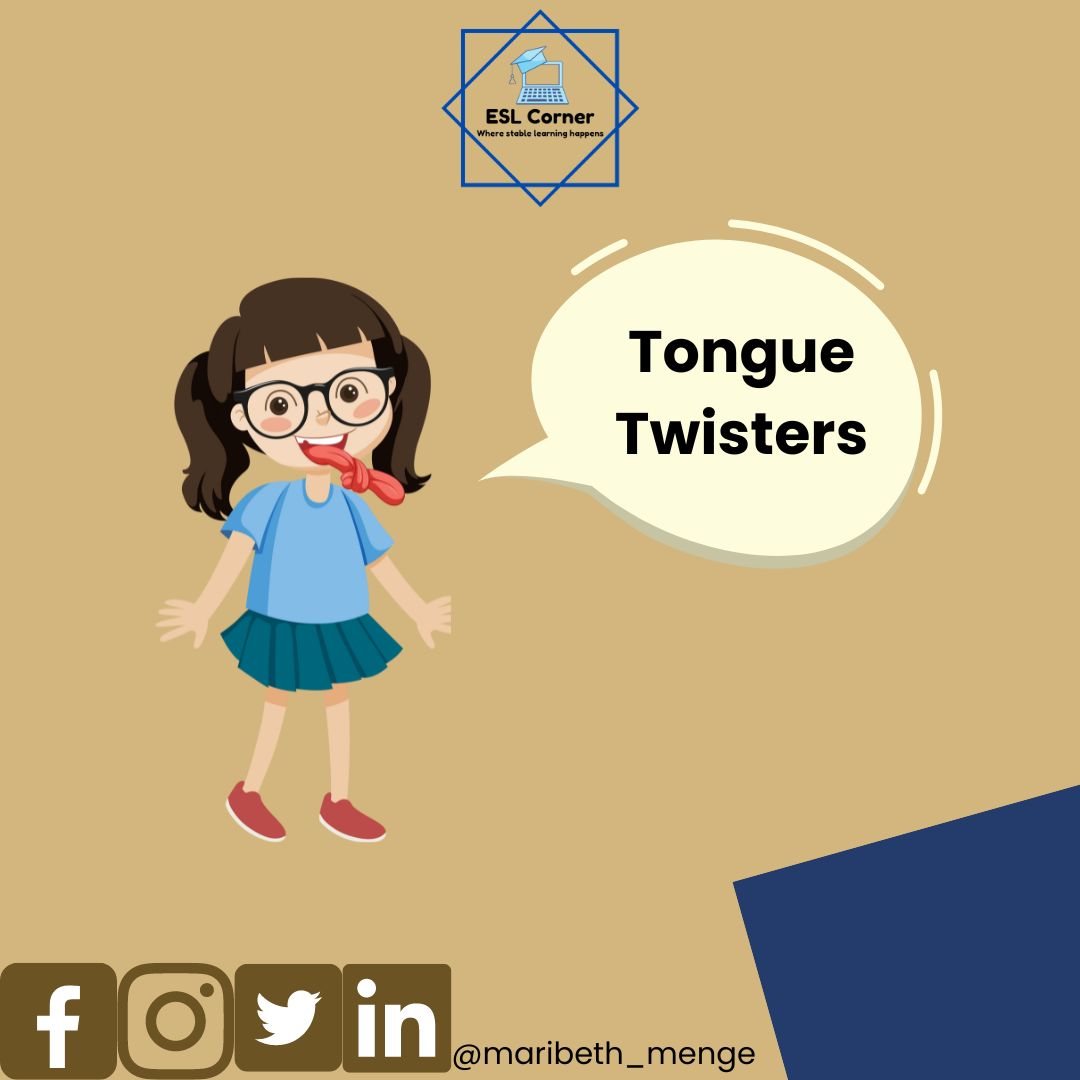 MaribethMenge's tweet photo. ➡️How good are you in tongue twister? 

Can you say "She sees cheese" faster? How many times did you say it?

#eslcorner #teacherbeth #eslteacher #eslcornerteacher #esltutor #tonguetwisters #grammar 

Check our Facebook, Instagram, Twitter, and LinkedIn pages for our services. https://t.co/LjKIEHYsn8