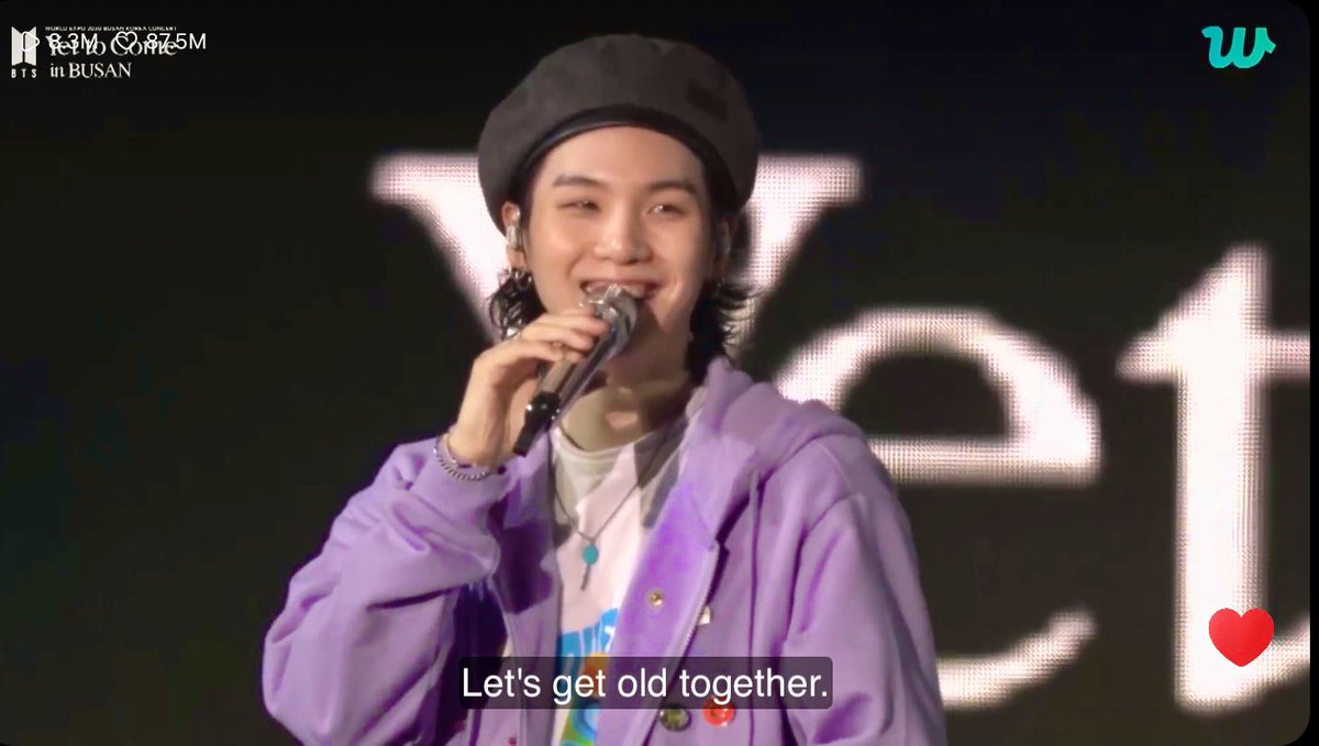 Yes, we are staying with you forever!
Let’s get old together!🥹💜
@BTS_twt 
#YetToCome_on_Weverse_LIVE 
#YetToCome_BTS