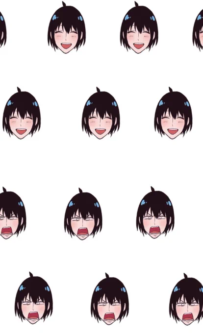 自作ネイルシール用のおじアニャアニメの絵柄風 