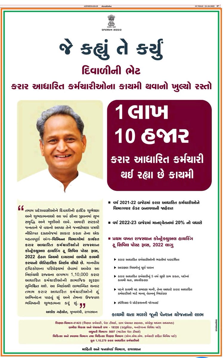 GOPALTHAKOR804's tweet photo. ભારતના રાજ્ય જેવા કે રાજેસ્થાન,ઓડિશામા ત્યાંની સરકાર એમના રાજ્યના તમામ કોન્ટ્રાક્ટચ્યુઅલ કર્મચારીઓને કાયમી કરી શકતી હોય તો સુ આપણા ગુજરાતમા પણ સરકાર આવો નિર્ણય લઈ કાયમી કરે તેવી આશા.@CMOGuj @PMOIndia @AmitShah @HMOIndia @sanghaviharsh @Zee24Kalak @narendramodi @Bhupendrapbjp https://t.co/CIEIqWWqAo
