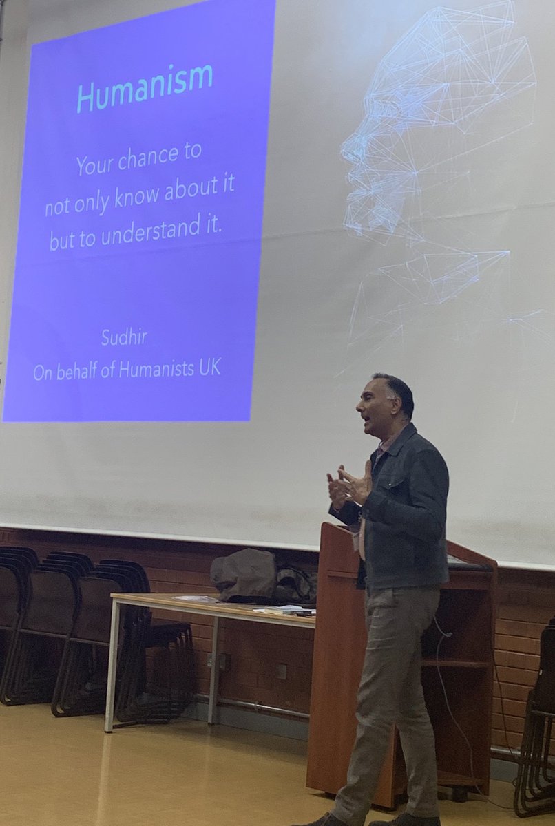 JCS_SixthForm's tweet photo. The final speaker for this half term was Sudhir.  As a Humanist, he came to explain the key beliefs in the world view he holds as a member of @Humanists_UK This was a fantastic talk, enjoyed by both years, 12 &amp; 13.  
Next term’s speakers; gambling awareness, the Samaritans &amp; more https://t.co/tYvqSdMjg9