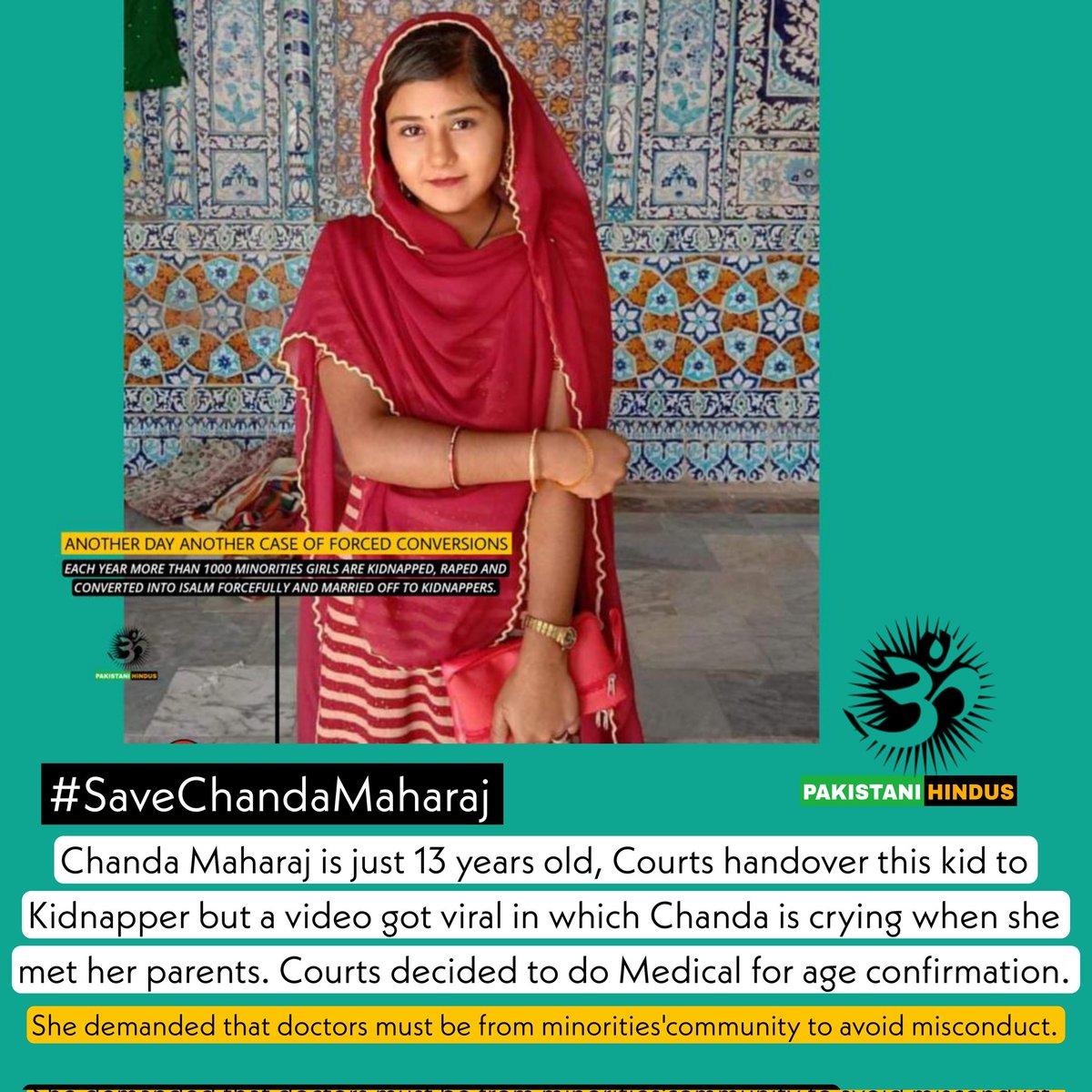 Khan000076's tweet photo. Please save #Chanda Maharaj,She will be married if her age is greater than 18.  We appeals court Doctor must be from minorities' community or make a team of doctors from all minorities. We can not rely on doctors. Medical for age confirmation. 💯
#SaveChandaMaharaj https://t.co/IYcpMVfB6p