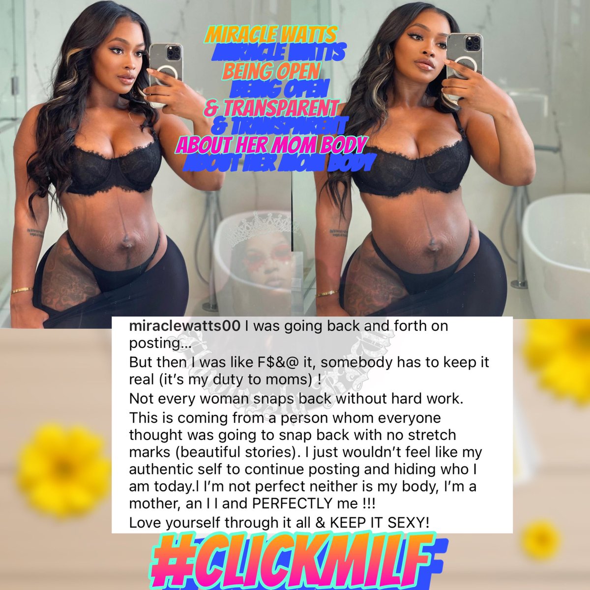 SieSiebaddbbw's tweet photo. Love how open & transparent #miraclewatts was on her #postbabybody 😍 looks absolutely beautiful 😍 https://t.co/MPxQ4voAYz
