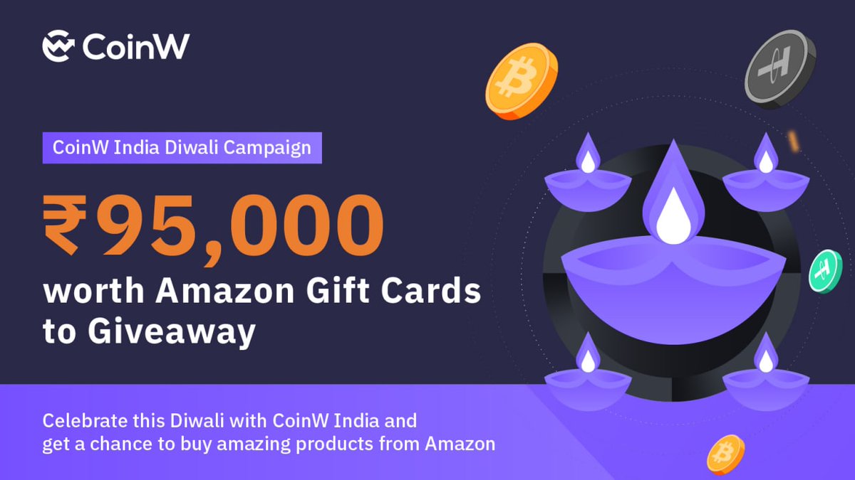 CoinW_SouthAsia's tweet photo. 🎉❤️ Happy Diwali ❤️🎉

🌟✨ Join CoinW India Diwali Campaign to win Amazon Gift Cards✨🌟（Only for India User）

💰Total ₹95,000 worth Amazon Gift Cards  to Giveaway 🎁🎁🎁

⏰Duration:  23/10- 29/10

✅Participate now: https://t.co/TNBN3oh2By https://t.co/TBsqYjQTQI