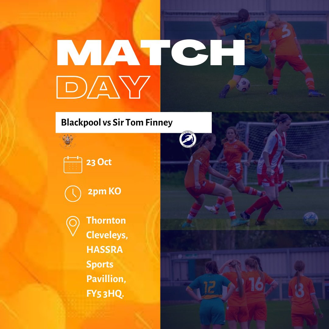 BFC1887Ladies's tweet photo. GAME DAY! 🍊
Home VS Sir Tom Finney
Thornton Cleveleys, HASSRA Sports Pavillion, FY5 3HQ
2pm Kick Off

#utmp #blackpoolladiesfc https://t.co/cdZOP2q6FA