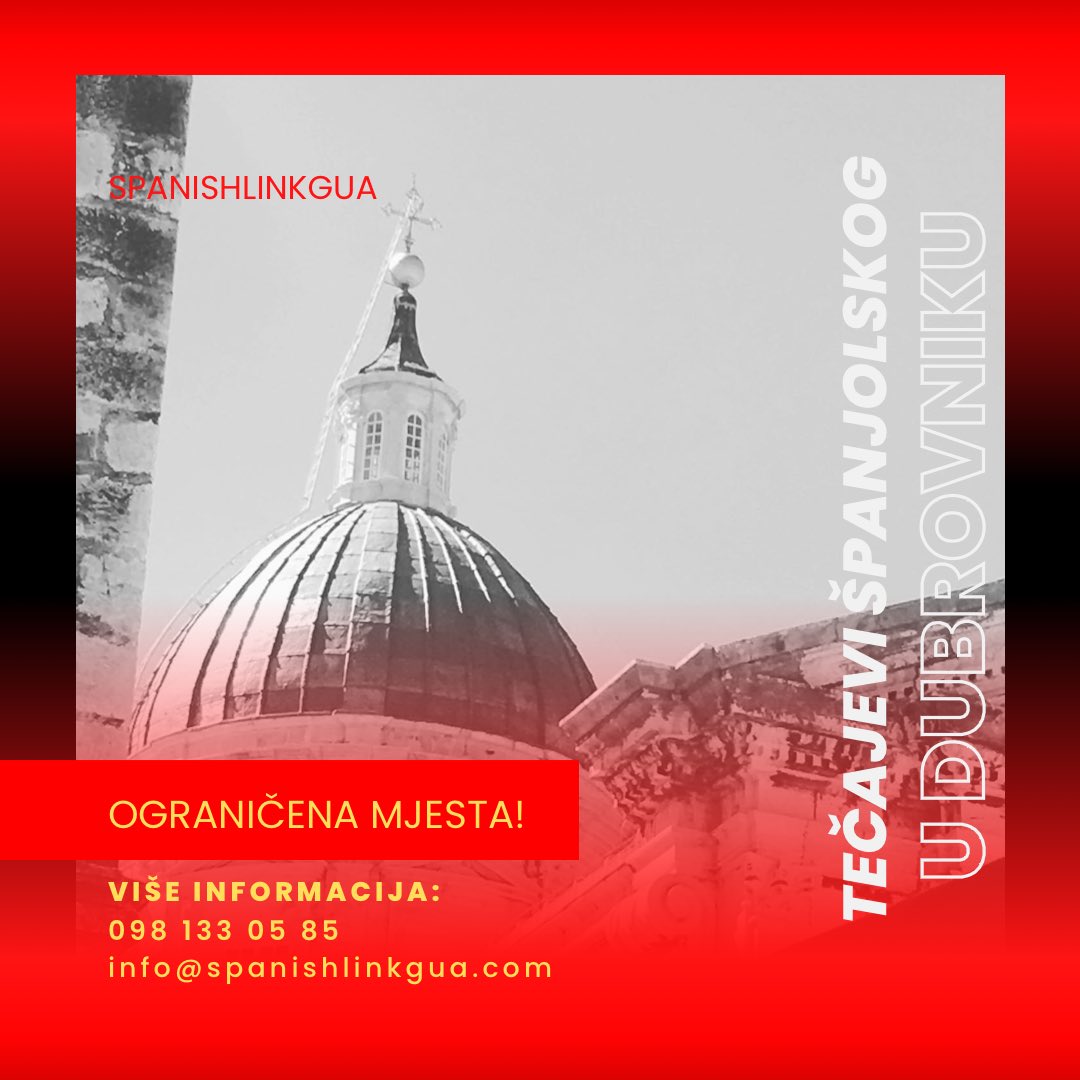 Profesor Francisco Ramos Pastor. Sve razine (A1-C2). 

Ukoliko trebate više informacija, posjetite sljedeću poveznicu: spanishlinkgua.com/hr/nastava-uzi…

Ukoliko ste zainteresirani, ispunite sljedeću registracijsku formu: forms.gle/P2HzdsDufDWQCz…