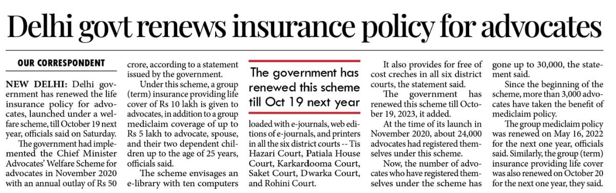 kgahlot's tweet image. मुझे बताते हुए बहुत खुशी हो रही है कि &apos;मुख्यमंत्री अधिवक्ता कल्याण योजना&apos; के तहत हमने अधिवक्ताओं के लिए जीवन बीमा टर्म पॉलिसी को 19.10.2023 तक के लिए रिन्यू कर दिया है।
मुख्यमंत्री श्री @ArvindKejriwal के कुशल नेतृत्व हम अधिवक्ताओं के कल्याण के लिए कटिबद्ध हैं।
